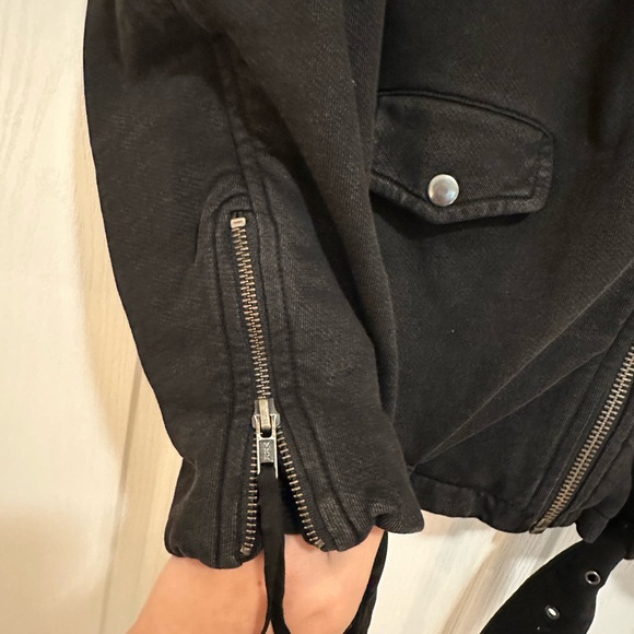 Free People ✨ We The Free Rebel Moto Knit Black Jacket - Picture 7 of 8